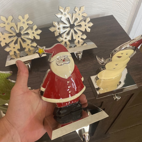 5 Vintage Stocking holders heavy duty enamel chrome Christmas Santa tree snow - Picture 7 of 11
